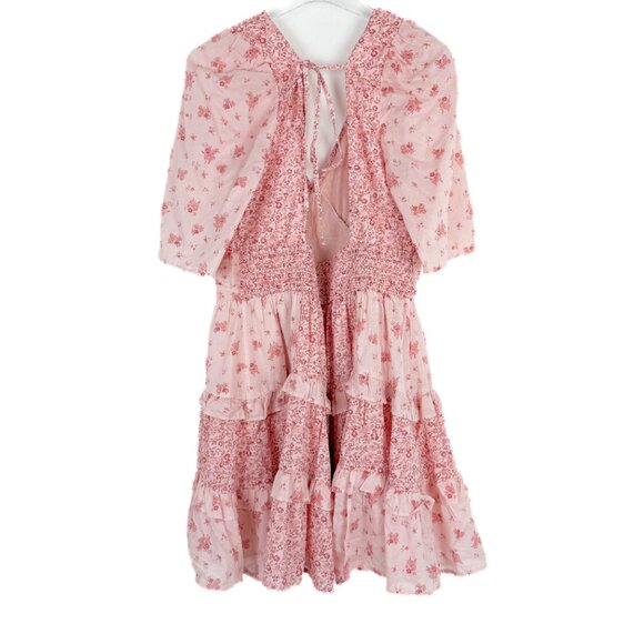 NWT American Eagle Romantic Floral Print Tiered Mini Dress Pink Size XL NEW - Picture 6 of 11